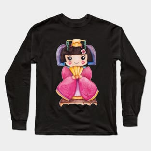 Watercolor - Japanese girl Long Sleeve T-Shirt